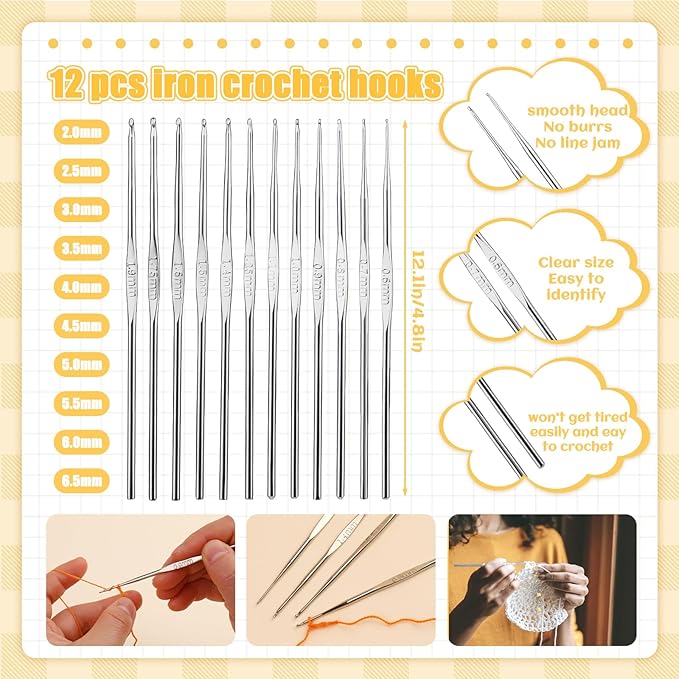 IMZAY 54 Pcs Crochet Needles Set, Crochet Hooks Kit with Storage Case, Ergonomic Knitting Needles Stitch Marker DIY Hand Knitting Craft Art Tools for Beginners