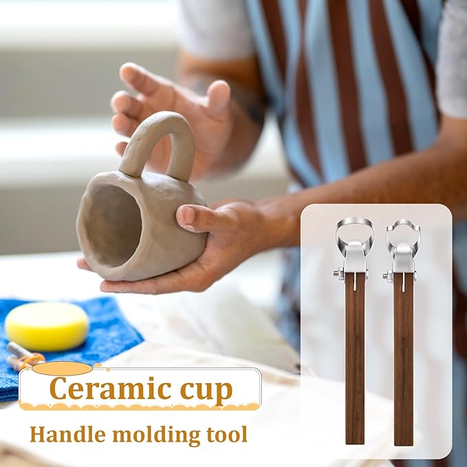2PCS Sculpture Scraper Pottery Handle Making Tool Pottery Carving Tools Potterys Trimming Tools Polymer Clay Sculpting Tool for Ceramic Sculpture Craft Teacup Mug Cup Handle Making
