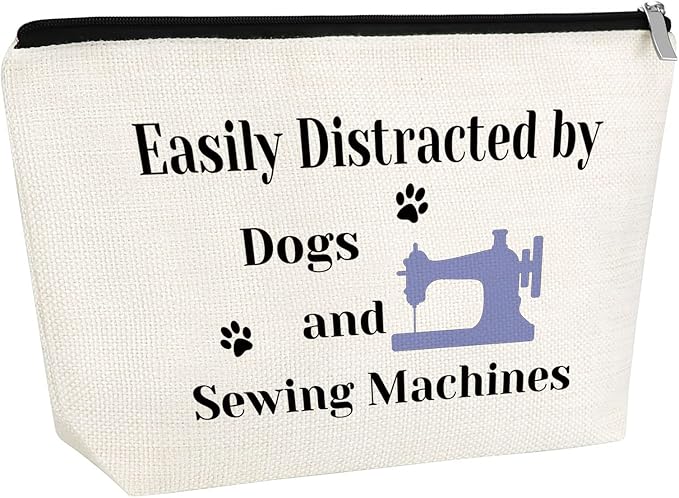 Sewing Gift for Women Quilter Gifts for Dog Lover Makeup Bag Seamstress Gift for Sewers Cosmetic Bag Sewing Machine Gifts for Dog Mom Owner Quilters Travel Pouch