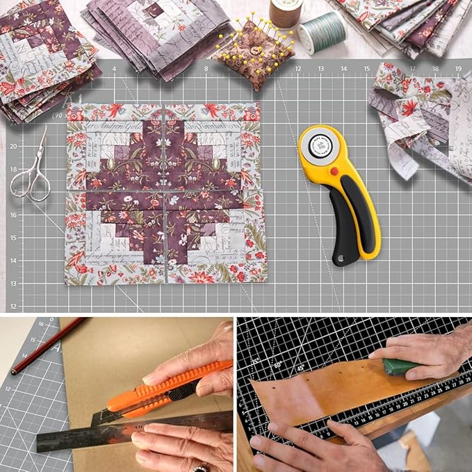 Headley Tools Thickened 36 x 48 Inch Self Healing Sewing Cutting Mat, A0 Rotary Cutting Sewing Mat for Crafts, Double Sided 5-Ply Table Cutting Board for Fabric Quilting Leather Hobby, Grey/Black