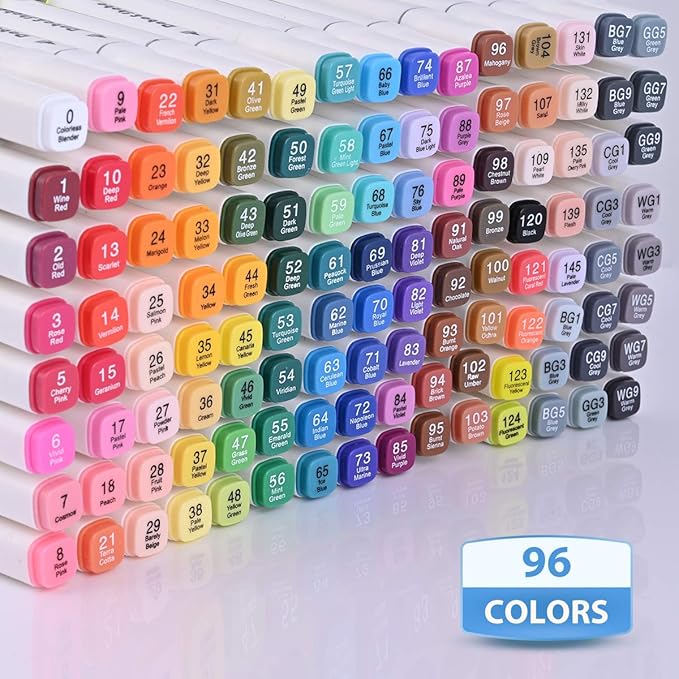 Dabo&Shobo 120 Colors Alcohol Drawing Markers, Dual Tip Art Markers, Fine & Chisel Tip, Chisel Coloring Marker For Adult Coloring