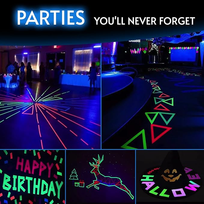Glow King Blacklight Reactive Glow Tape | Premium UV Fluorescent Neon Party Gift for Events | Multipurpose Luminous Colored Tape for Room Decoration | Glow in The Dark Cloth Tape – 1 in x 18 ft