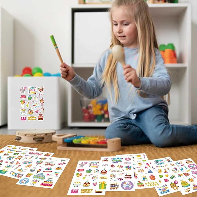 462 PCS Happy Birthday Stickers for Kids, Birthday Sticker Classroom Teacher Reward Stickers, Cake Balloon Sticker, Party Favor Art Craft