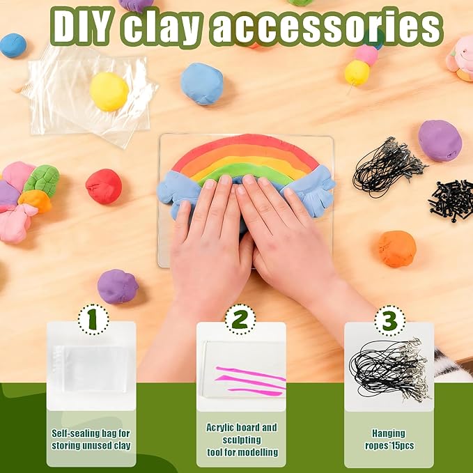 Christmas Air Dry Modeling Clay for Kids, Polymer Clay Kit Super Light & Soft DIY Play Dough Animals Crafts Set, Creatibles Art and Crafts Christmas Gifts for Beginners Kids Boys Girls