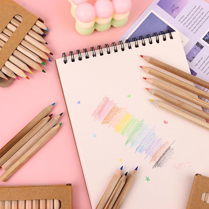 900Pcs/75 Boxs Colored Pencils Bulk Mini Drawing Pencils Set for Kids, 3.5inch Short Fat Color Pencils for Adult Coloring Books, Classroom School Drawing Birthday Wedding Party Favors, 12-Color
