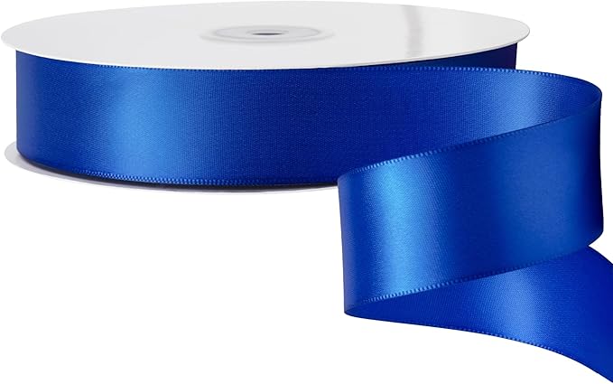 LIUYAXI Blue Stain Ribbon, 1" X Continuous 50 Yards, Double Faced Fabric Ribbon Perfect for Gift Wrapping Wedding Birthday Party Chair Sash Christmas Hair Floral Craft Sewing