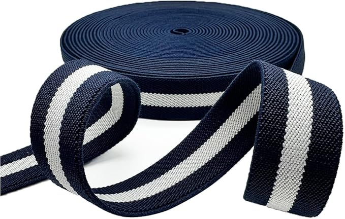 Dortrue 1 Inch 10 Yard Stripe Sewing Elastic Band Heavy Stretch High Elasticity Elastic Spool for Sewing Pants Waistband, Straps, Craft DIY Projects (Stripe)