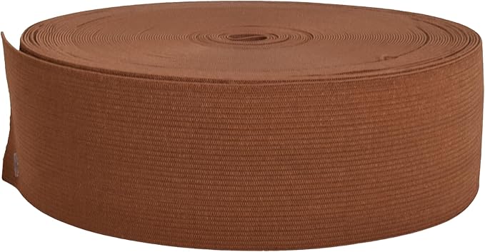 Mandala Crafts Wide 2 Inch Brown Elastic Bands Spool for Pants Waistbands Sewing and DIY Crafts, 25 YD Stretchy Flat Fabric Strap Knit Elastic Band for Wig