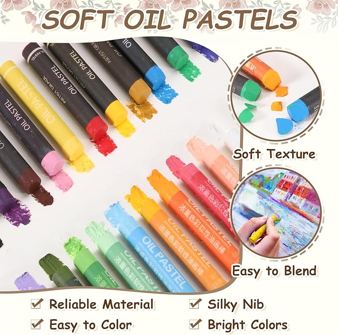 MECCANIXITY Soft Oil Pastels, Oil Pastel Crayons Vibrant Color Blendable Art Supplies for Painting Drawing Blending Painting Artists Beginners Professional(Dark Brown, Pack of 36)