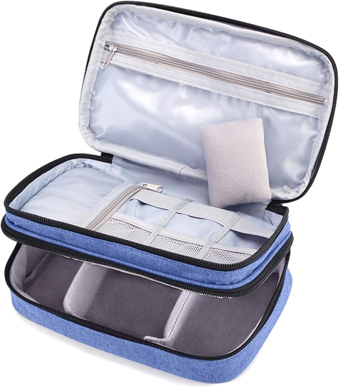 Luxja Sewing Accessories Organizer, Double-Layer Sewing Supplies Organizer for Needles, Scissors, Measuring Tape, Thread and Other Sewing Tools (NO Accessories Included), Dark Blue
