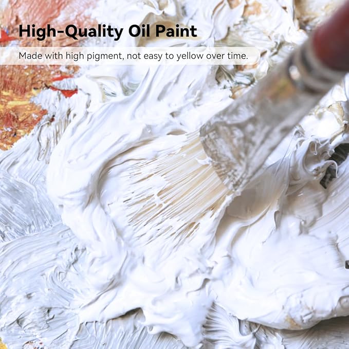 Paul Rubens Titanium White Oil Paint, 3 * 50ml Oil Colors with High Saturation, Large Capacity Tubes, Faster Drying Time with Creamy Texture and Consistency for Artists, Students, Beginners