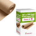 36" x 1200" (100 ft) Brown Kraft Paper (Case of 9 Rolls), 45 lbs Thickness, Kraft Paper for School, Art Colored Paper, Gift Wrapping, Packing for Moving