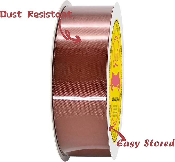 Double Face Rust Satin Ribbon 1-1/2 inch X 50 Yards Polyester Rust Ribbon for Gift Wrapping Very Suitable for Weddings Party Hair Bow Invitation Decorations and More