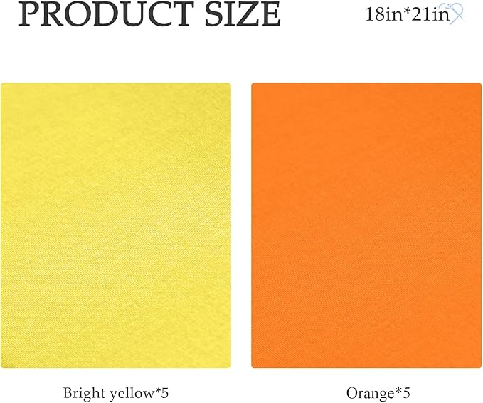 10 Pieces 18 x 21 Inches Cotton Fabric Precut Quilting Fabric Bundles Solid Colors Layer Cakes Quilt Material for DIY Craft Sewing Embroidery (Yellow, Orange)