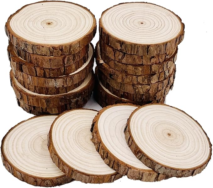 William Craft Unfinished Natural Wood Slices 20 Pcs 2.75-3.1 inch Wood Coaster Pieces Craft Wood kit Circles Crafts Christmas Ornaments DIY Crafts with Bark for Crafts Rustic Wedding Decorationbirch