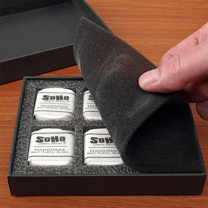 Soho Urban Artist Handmade Soft Pastel Blocks - White Set of 6 Professional Pastels - Velvety Colors for Toning Paper, Large-Scale Drawings, & Layering - Lightfast and Highly Pigmented
