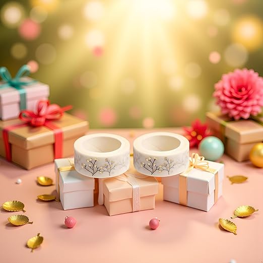 2Pcs Washi Tape Set, Washi Masking Decorative Tapes, Decorative Craft Tape Collection, Decorative Writable Craft Tape, Masking Tape for Party Supplies, Scrapbooking Supplies Golden Craft Supplies