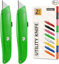 DIYSELF 2Pack Utility Knife Box Cutter Retractable Blade Heavy Duty PVC Pipe Cutter (Green)