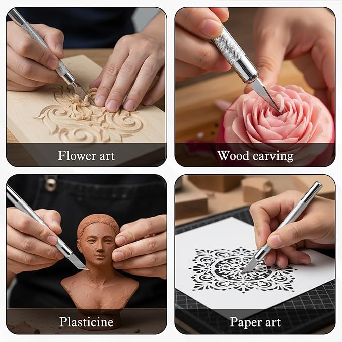 YBEATY 6 Pcs Ceramic Pottery Clay Ribbon Sculpting Tool Kit Clay Needle Carving with Wire Texture Pin Carving Knife and Needle Detail Tools for Modeling Detail Processing Model Supplies