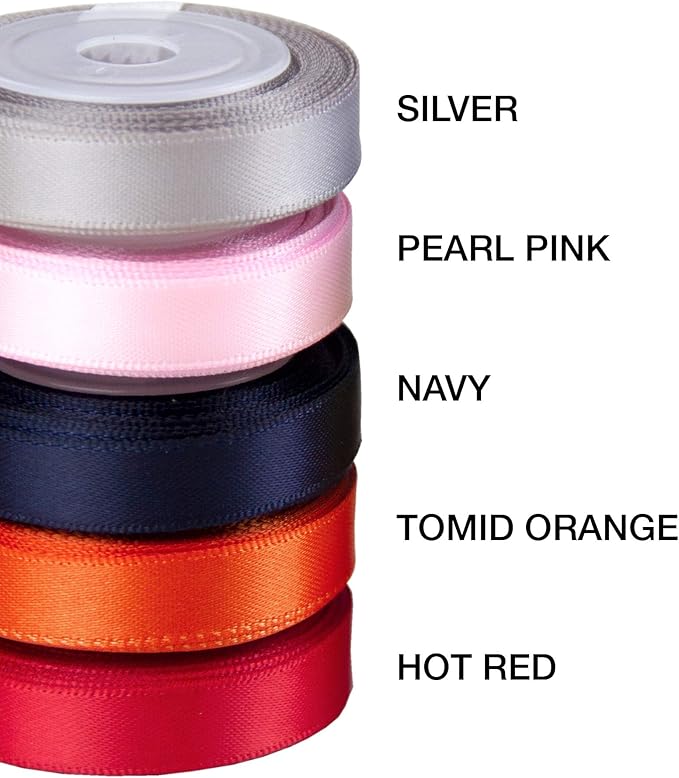VATIN Solid Color Double Sided Polyester Satin Ribbon 10 Colors 3/8" X 5 Yard Each Total 50 Yds Per Package Ribbon Set, Perfect for Gift Wrapping, Hair Bow, Trimming, Sewing and Other Craft Projects