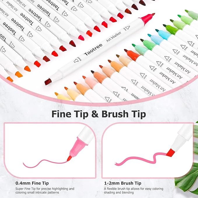 Taotree Alcohol Markers 101 Colors Dual Tips Art Markers Sketch Pens Set, Art Supplies Kit, Drawing Pens Set for Adult Coloring Books Christmas Gifts for for Artist Drawing, Painting, Sketching