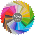 40PCS Felt Fabric Sheets Craft - 6"x 6" Assorted Colors - 1mm Thick Square Nonwoven Felt Fabric for Crafts DIY