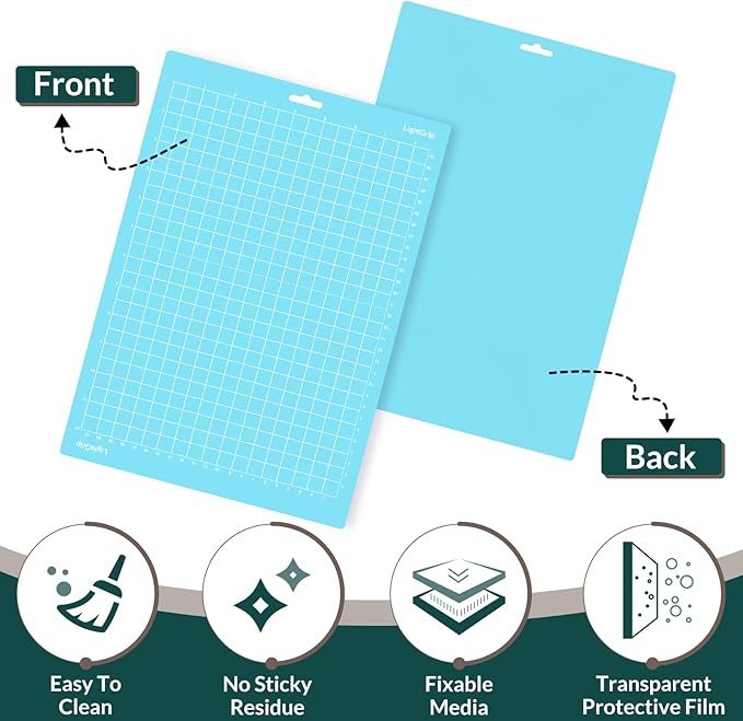 WISYOK 12x8.5 Inch Cutting Mats for Cricut Joy Xtra, 3-Pack Reusable Adhesive Mats (Standard, Light, Strong Grip) for Crafts, Quilting, Sewing