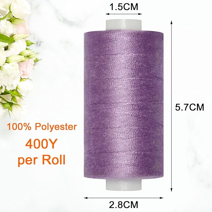 All Purpose Sewing Thread-2 Spools of Hand Polyester Sewing Thread for Sewing Machine for Hand and Machine Sewing(Violet, 2 spools)