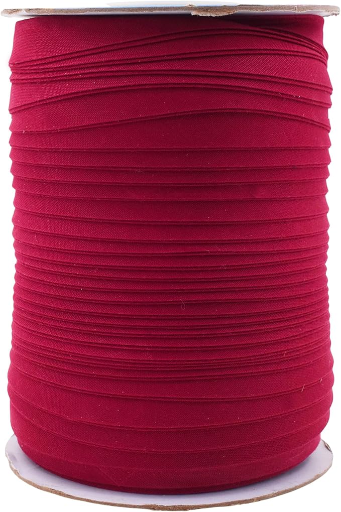 Mandala Crafts 55 Yards 1/2 Inch Burgundy Double Fold Bias Tape for Sewing - Bias Binding Tape for Quilting Binding, Hemming, Seam, and Fabric Piping