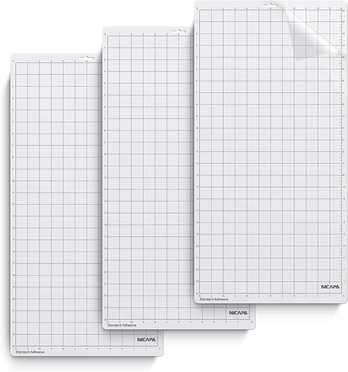 Nicapa StandardGrip Cutting Mat for Silhouette Cameo 3/2/1 (12x24 inch,3 Mats) Standard Adhesive Sticky Quilting Cricket Cut Mats Replacement Accessories for Silhouette Cameo