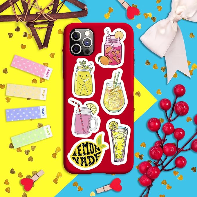 BulbaCraft Lemonade Stickers for Water Bottle and Laptop - Waterproof Vinyl Lemonade Decals, Gifts for Women & Men