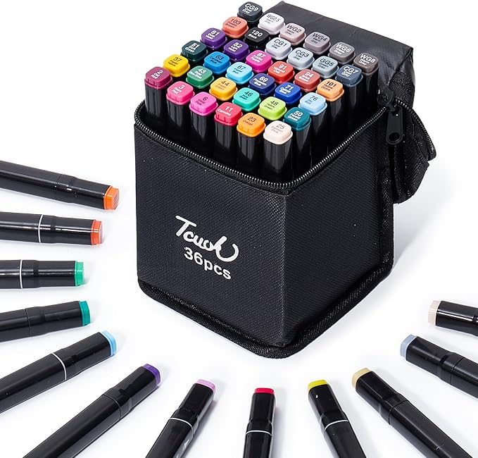 36 Colors Alcohol Markers - Dual Tip Permanent Art Markers Set for Coloring Drawing Painting, Fine and Chisel Tip Alcohol Based Pens with Storage Case for Adult Artists