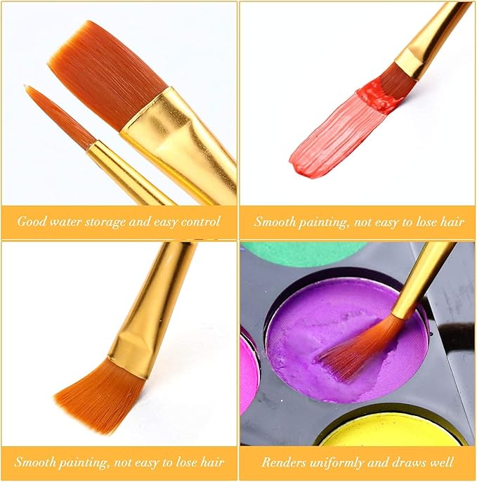 AROIC Paint Brush Set, 3 Pack 30 Pcs Acrylic Paint Brushes Artist Paint Brushes for Oil Watercolor Acrylic Face Rock Painting