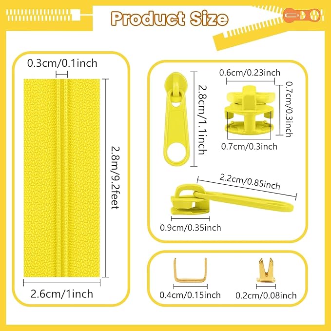 DOITEM 14 Colors Zippers by Yard, 3 mm Zipper 39 Meter 43.5 Yard Nylon Endless Zipper Set with Slider and Zipper