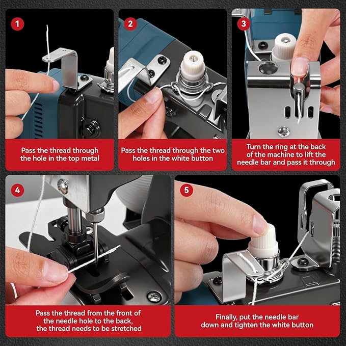 Cordless Bag Closing Machine with 2x4.0A Batteries, Brushless Motor, Battery Bag Sewing Machine Portable Bag Closer Stitcher Packing Machine for Feed Sacks, Rice Bags, Burlap Sack, Blue
