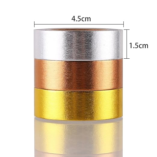 DECORA 3 Pieces Gold Washi Masking Tape Collection Premium DIY Arts & Crafts Tape and Gift Wrapping Supplies for Home Decoration and St. Valentine's Day Use
