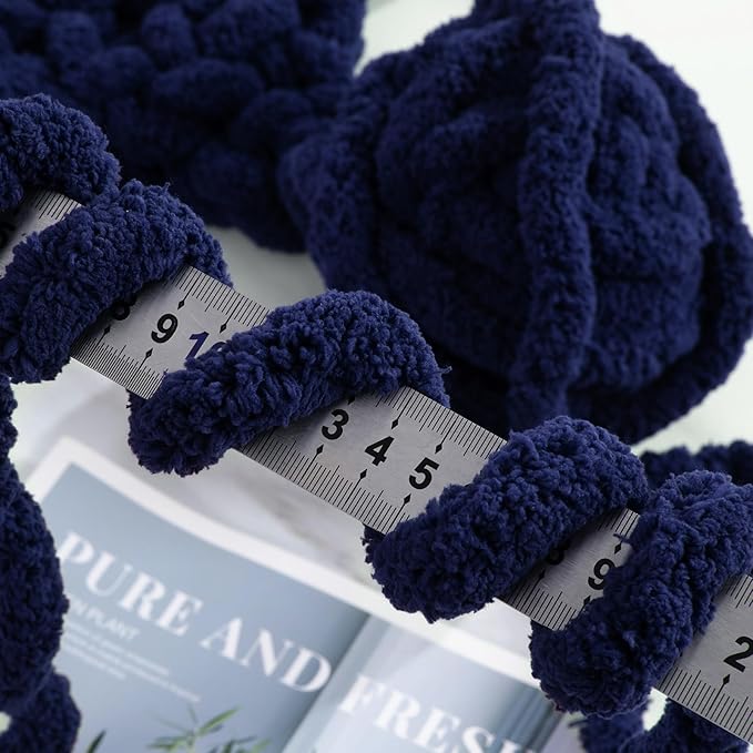 HOMBYS 8 Pack Assorted Chunky Yarn for Crocheting,Super Bulky Large Soft Fluffy Yarn,Plush Fuzzy Yarn,Thick Chenille Yarn for Hand Knitting/Arm Knitting,4 Cream & 4 Navy Blue(27yds,8 oz Each Skein)
