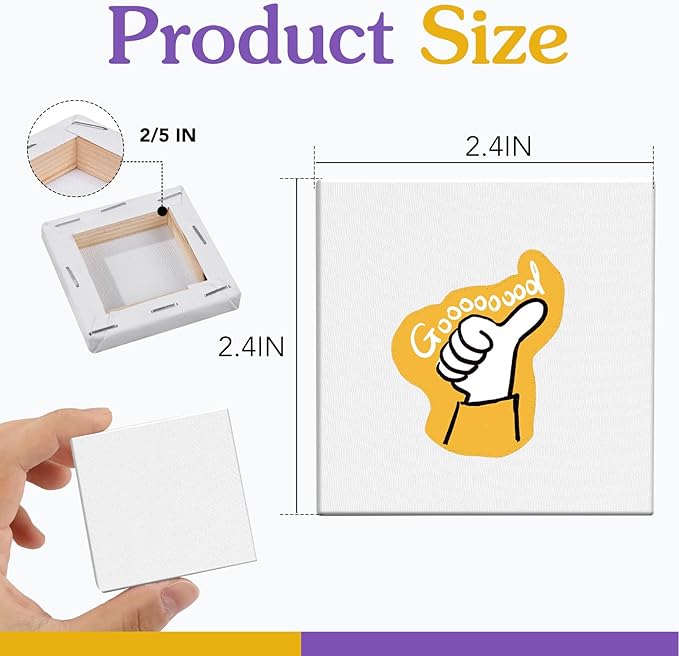 ESRICH Mini Canvases for Painting, Mini Canvas Bulk 200 Pack 2.4x2.4In, 2/5In Profile Small Square Canvas, Blank Canvases are Great for School Projects and Kids Birthday Parties, Home Decor Project.