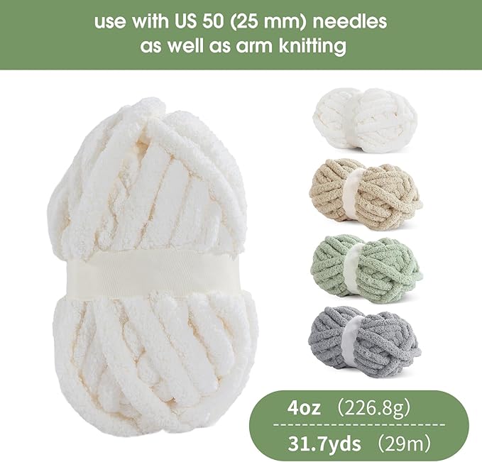 HOMBYS 8 Pack Assorted Chunky Yarn for Crocheting,Super Bulky Large Soft Fluffy Yarn,Plush Fuzzy Yarn,Thick Chenille Yarn for Hand Knitting/Arm Knitting (27yds,8 oz Each Skein)