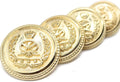 Gold Metal Shank Buttons - 12 Pcs - 4 Size Options - Crown Round Metal Shank Buttons for Men Women Blazer Coat Uniform Shirt Suit and Jacket Sewing Craft DIY N5701