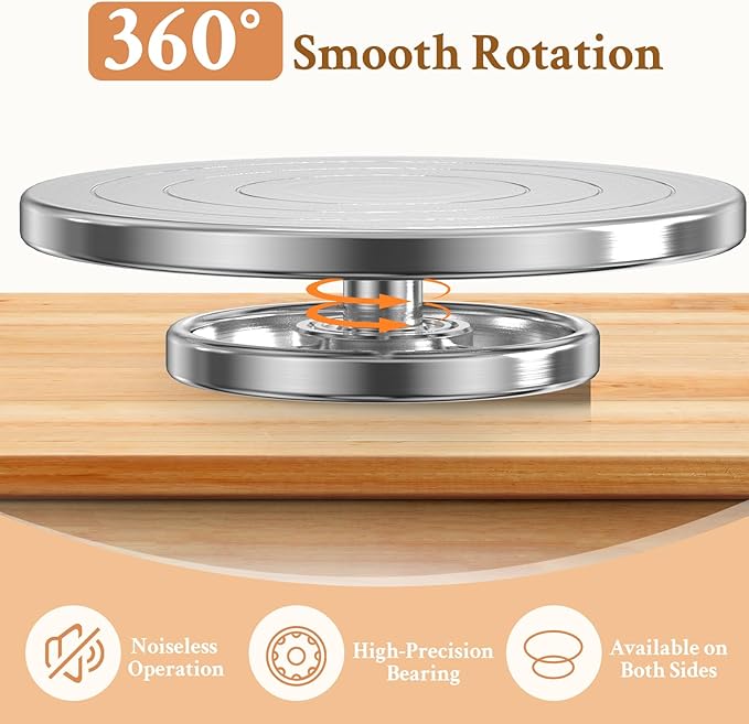 Yncotte 7 Inch Banding Wheel, Double-Sided Pottery Wheel Turnable Aluminium Alloy Metal Sculpting Wheel Rotate with Ball Bearings for Ceramics Clay Model Making Cake Decor Paint Spraying