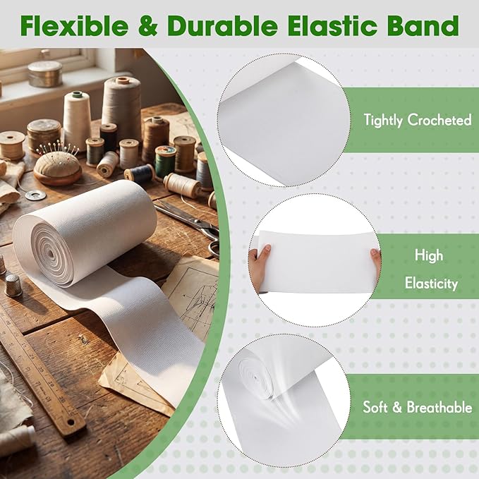 EBOOT 1 Pcs Elastic Spool (6 Inch X 5 Yard,White)
