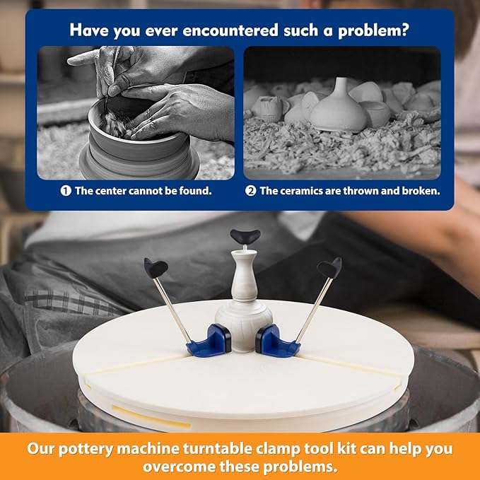 DYRABREST Portable Pottery Machine Turntable Clamp Pottery, Ceramic Pottery Trimming Turntable Tools Sculpting Clamp Repair Tools for Ceramic Beginners Professionals (White)