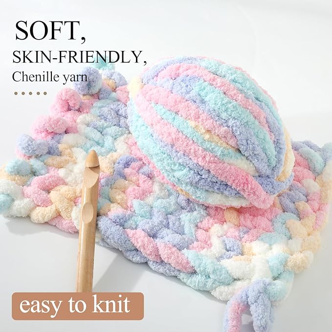 Chunky Yarn for Hand Knitting, No7 Thick Yarn, 250Grams 32Yards, Pack of 4, Perfect for Knitters and Crafters (Marshmallow)