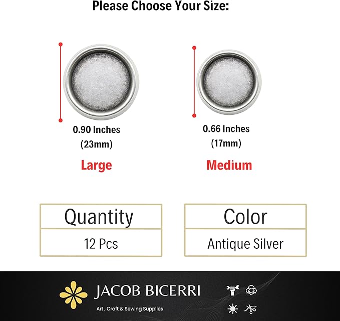 Antique Silver Metal Buttons - 12 Pcs - 2 Size Options - Flat Round Metal Shank Buttons Vintage for Men Women Blazer Coat Uniform Shirt Suit and Jacket Sewing Craft DIY N13501