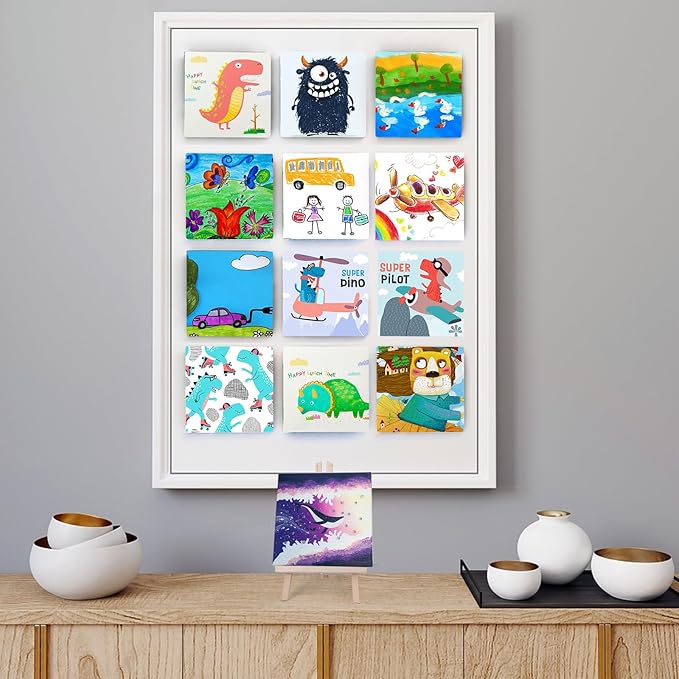 ESRICH Mini Canvases for Painting 4x4 Canvas Value Pack of 48PCS, 2/5In Thickness Small Canvas, Great for School Projects, Kids Birthday Party and Wall Decoration, White