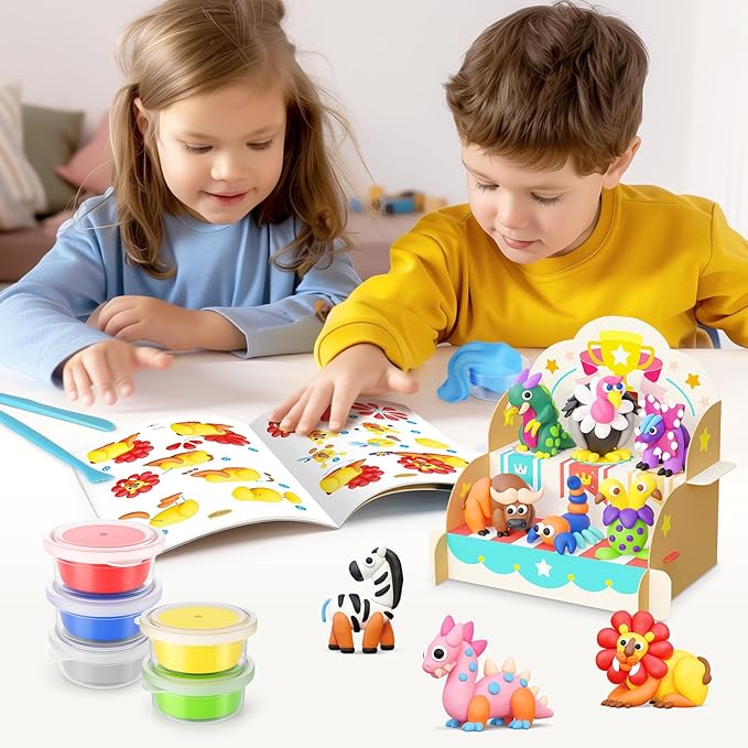 Air Dry Clay Kit for Kids - 18 Cans of Modeling Clay, 46-Page Guidebook with 26 Character Tutorials, Great Gift for Boys & Girls