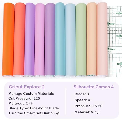 TECKWRAP 001 Matte Permanent Vinyl 12" x 12" 21 Colors for Scrapbooking, Vinyl Cutter Machine, Sign Plotters for Home Decor, Logo, Banners, Window Graphics
