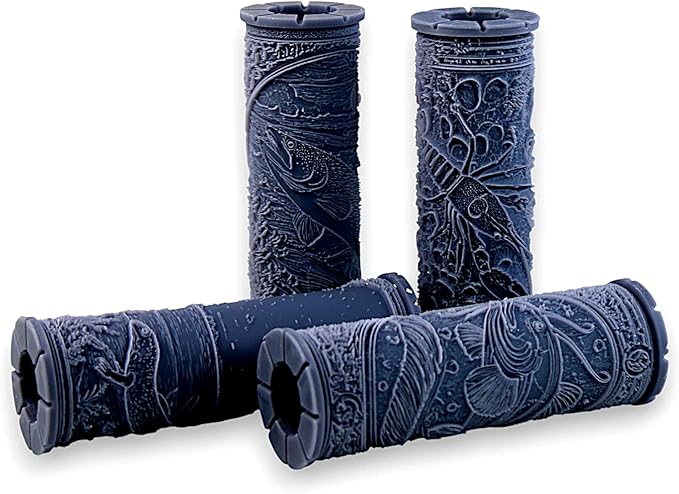 Understream Collection 4-Pack Clay Texture Rollers (4") - Freshwater Set #01 - Embossing Pattern Rollers for Polymer & Ceramic Clay, Pottery & Crafts