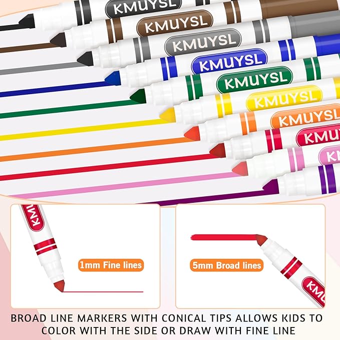 KMUYSL 160 Count Washable Markers Bulk, 10 Assorted Colors - Broad Line Conical Tip Coloring Markers, School Art Supplies & Back to School Essentials, Teacher Classroom Must Haves